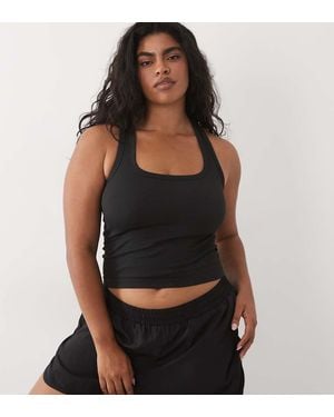 4505 Curve Seamless Rib Scoop Neck Vest With Racer Back - Black