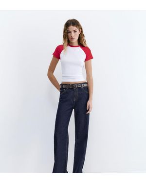 Pull&Bear Tall Straight Wide-Leg Jeans - Blue