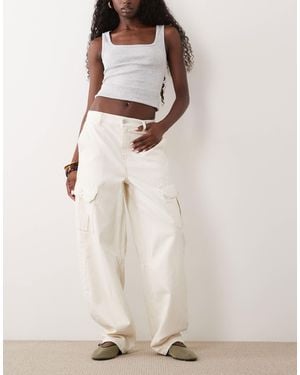 ASOS Cargo Pants With Tie Waist - Natural