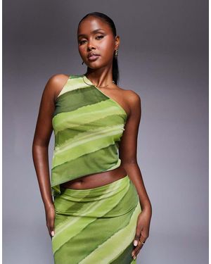 ASOS Co-ord Mesh One Shoulder Asymmetric Top - Green