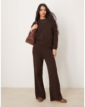 New Look Pantaloni Lavorati Marroni - Marrone
