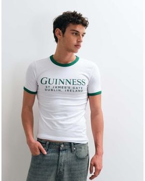 ASOS T-Shirt Muscle Fit Con Stampa Guinness Bianca - Bianco