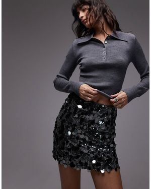 ASOS Mixed Sequin Mini Skirt - Grey