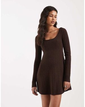 Hollister Tie Back Babydoll Jumper Mini Dress - Brown