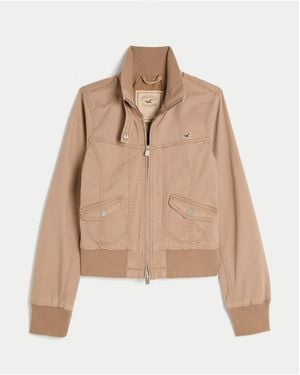 Hollister Twill Zip-Up Jacket - Natural