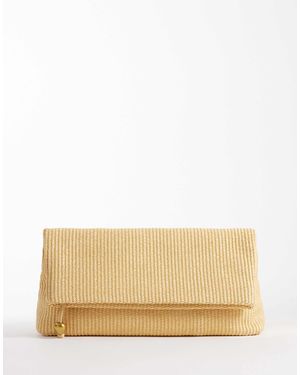 ASOS Elongated Straw Clutch Bag With Ball Hardware - Natural