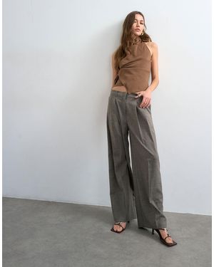TOPSHOP Raw Hem Low Slung Double Pleated Tailored Trouser - Multicolor