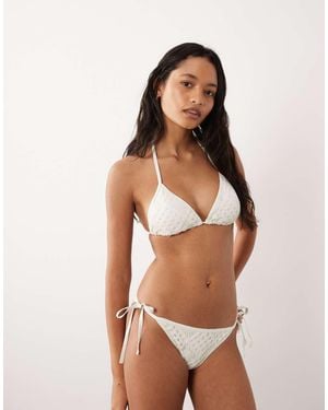 Accessorize Slip Bikini All'Uncinetto Bianchi Con Laccetti Laterali - Neutro