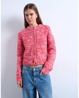 TOPSHOP Gilet en maille torsadée duveteuse - Rouge