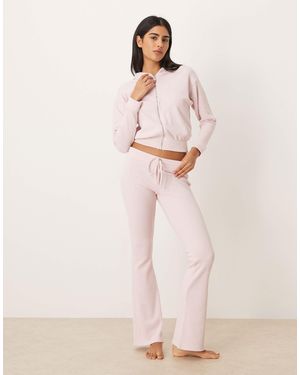 Hollister Gilly Hicks Mid Rise Flare Cozy Waffle Pants Co-Ord - Pink