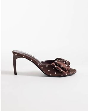 Glamorous Mule Sandals With Bow - Brown