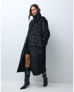ASOS Astrakhan longline-mantel aus faux-fur - Blau