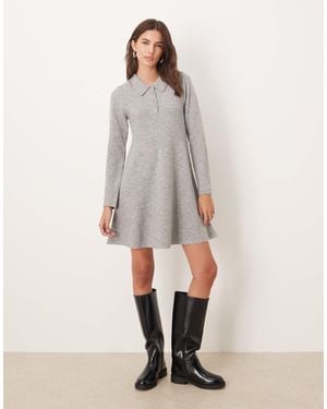Jdy Polo Knit Mini Dress - Gray
