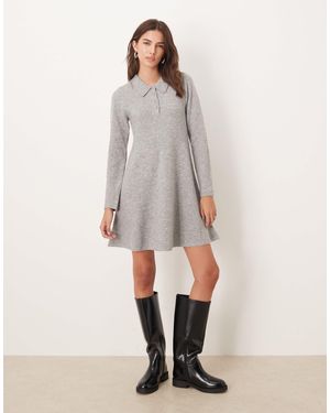 Jdy Polo Knit Mini Dress - Grey