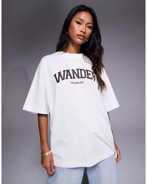 Wanderdoll Oversized Crew Neck Logo T-shirt - White