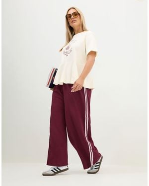 Yours Clothing Side Stripe Wide Leg Trousers - White