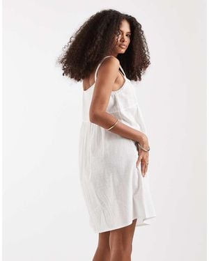 ONLY Cotton Mini Dress With Lace Detail - White