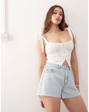 Miss Selfridge Tie Shoulder Corset Top - White