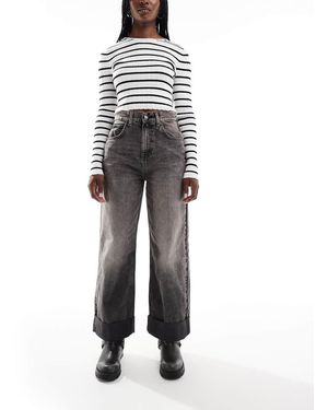 ASOS Jeans Ampi Con Risvolto Profondo Slavato - Nero