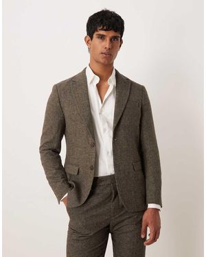 SELECTED Reed Brushed Wool Blend Blazer - Brown
