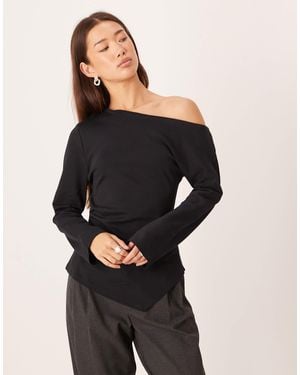 Jdy Asymmetric Side Detail Top - Black