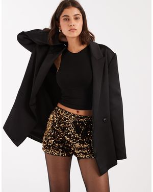 Miss Selfridge Sequin Booty Shorts - Black