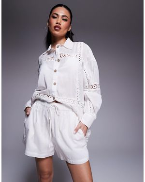 River Island Lace Insert Shorts Co-ord - Blue