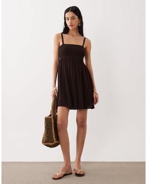 Free Society – gesmoktes mini-strandkleid - Natur