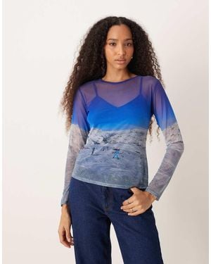Never Fully Dressed Ski Slopes Mesh Long Sleeve Top - Blue