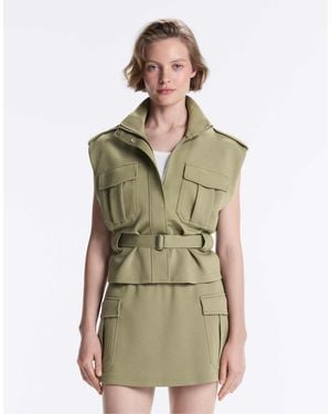 Oysho Veste sans manches fonctionnelle en piqué avec ceinture en coton - jaune - Vert