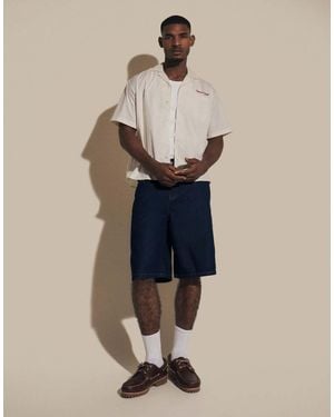 Jack & Jones Short Sleeve Stripe Poplin Shirt With Embroidery - Natural