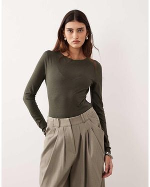 ARRANGE Seam Detail Long Sleeve Jersey Top - Green