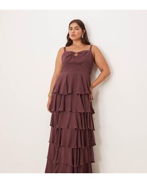 Pretty Lavish Curve Vestido Largo Rojo Oscuro Con Detalle De Anilla Sidney De