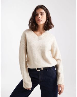 Brave Soul V-Neck Soft Touch Sweater - Natural