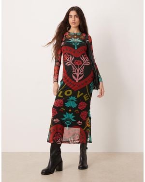 Never Fully Dressed Mesh Maxi Dress - Red