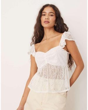 ASOS Milkmaid Lace Crop Top - Natural