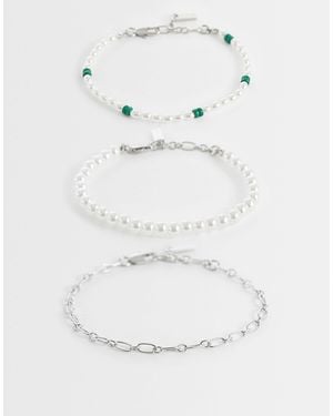 ASOS – armbänder mit kettengliedern und kunstperlen - Weiß