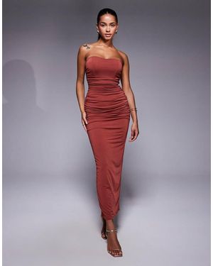 TFNC London Bandeau Ruched Midi Dress - Red