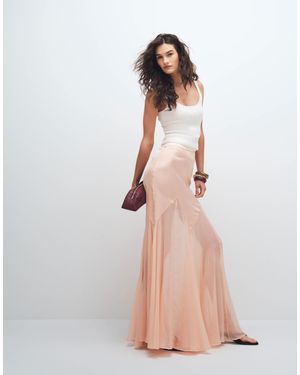 ASOS Asos Design Tall Satin And Chiffon Mix Fishtail Skirt - Orange