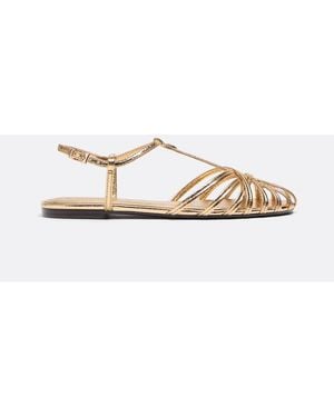Stradivarius Thin Sole Cage Sandals - Natural