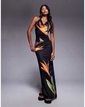 South Beach Bird Of Paradise Maxi Beach Skirt - Natural
