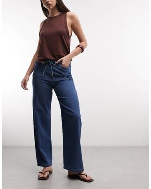 Noisy May High Waisted Wide Leg Jeans - Blue
