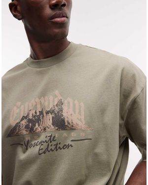 ASOS Boxy Oversized T-shirt With Yosemite Graphic - Brown