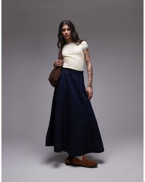 TOPSHOP Denim Full Maxi Skirt - Blue
