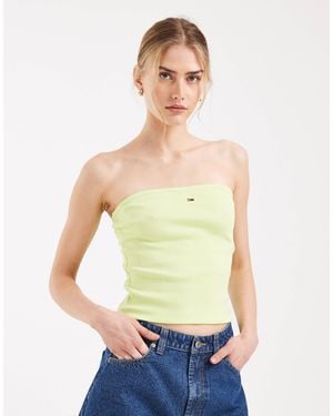Tommy Hilfiger Rib Slim Fit Bandeau Top - Green