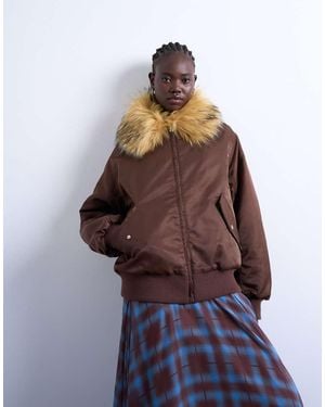 TOPSHOP Giacca Bomber - Marrone