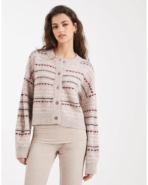 Cotton On – strickjacke mit all spice-grafik und knopfleiste - Natur
