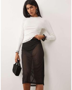 ASOS Sheer Mesh Midi Skirt - White