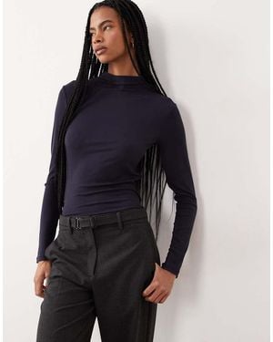 Mango High Neck Long Sleeve T-Shirt - Blue