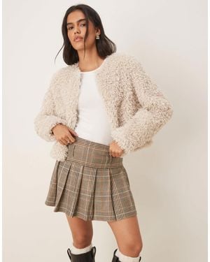 Jdy Faux Fur Cropped Jacket - Natural